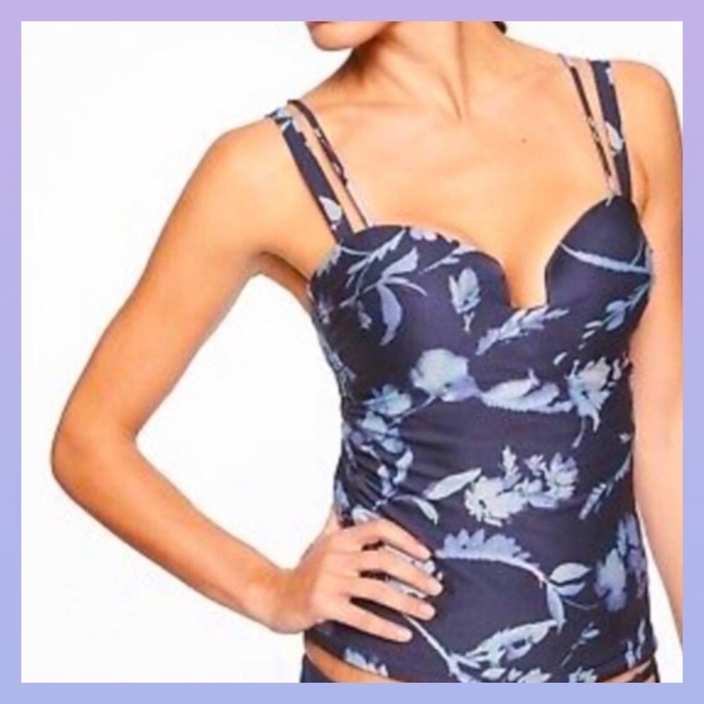 Athleta Periwinkle Purple Aqualuxe Square Neck Plunge Tankini Top